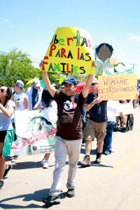 On the march to Dilley detention center. Photo by Texans United for Families.
