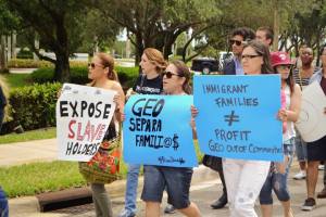 Protest against for-profit detention. Photo by Families for Freedom.